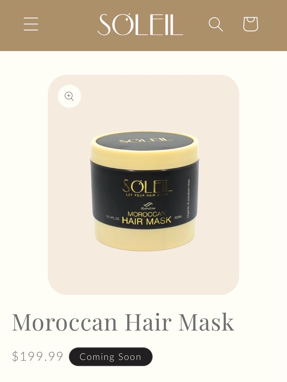 Soleil Moroccan Hair Mask — Nourishing Treatment (Black & Cream)
